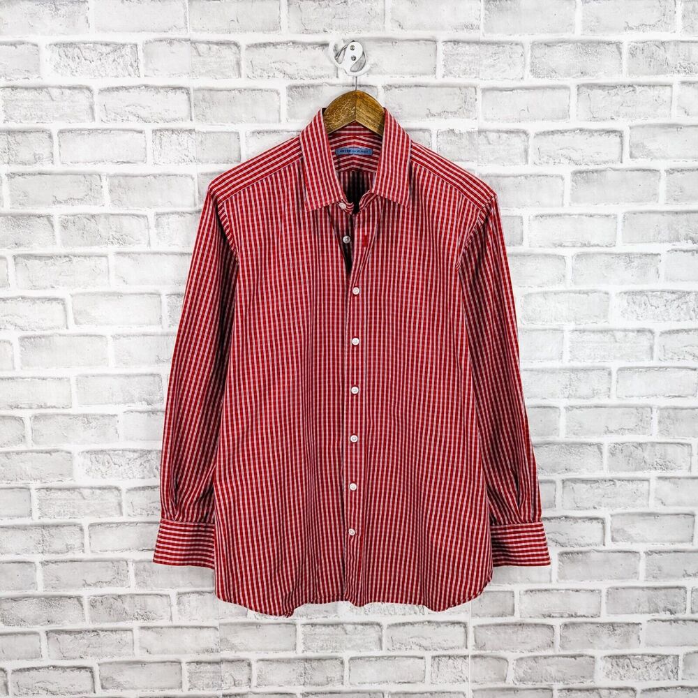 Seize Sur Vingt Men's Red Check Button up Shirt Long Sleeve Size 16 1/2 35